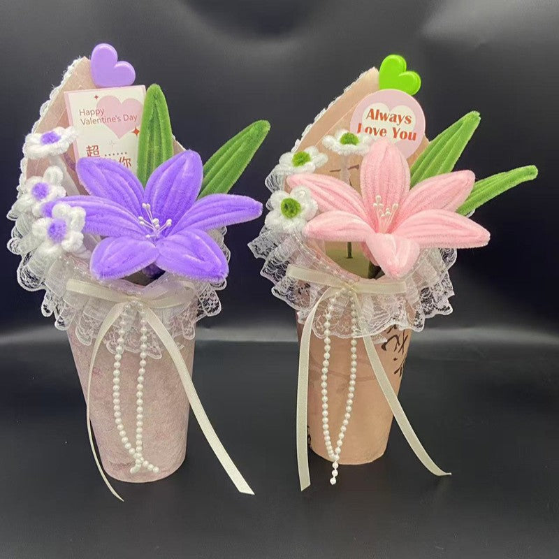 Handmade Paper Lily Bouquet in Cone