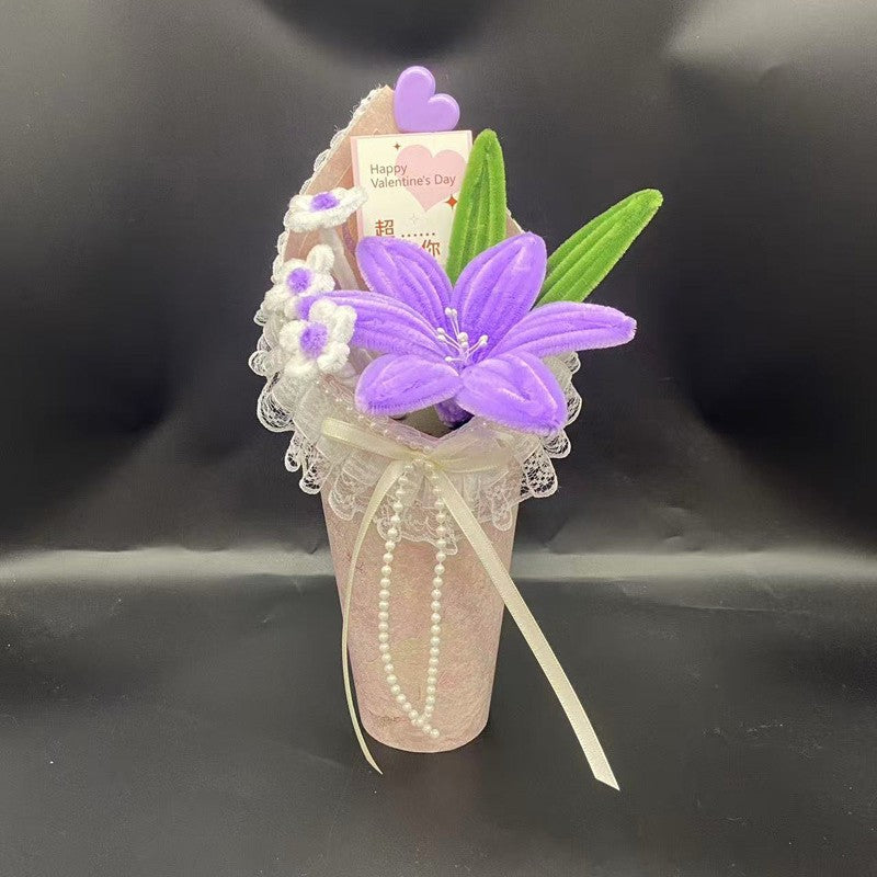 Handmade Paper Lily Bouquet in Cone