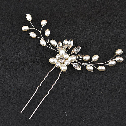 Handmade pearl and crystal hairpin
