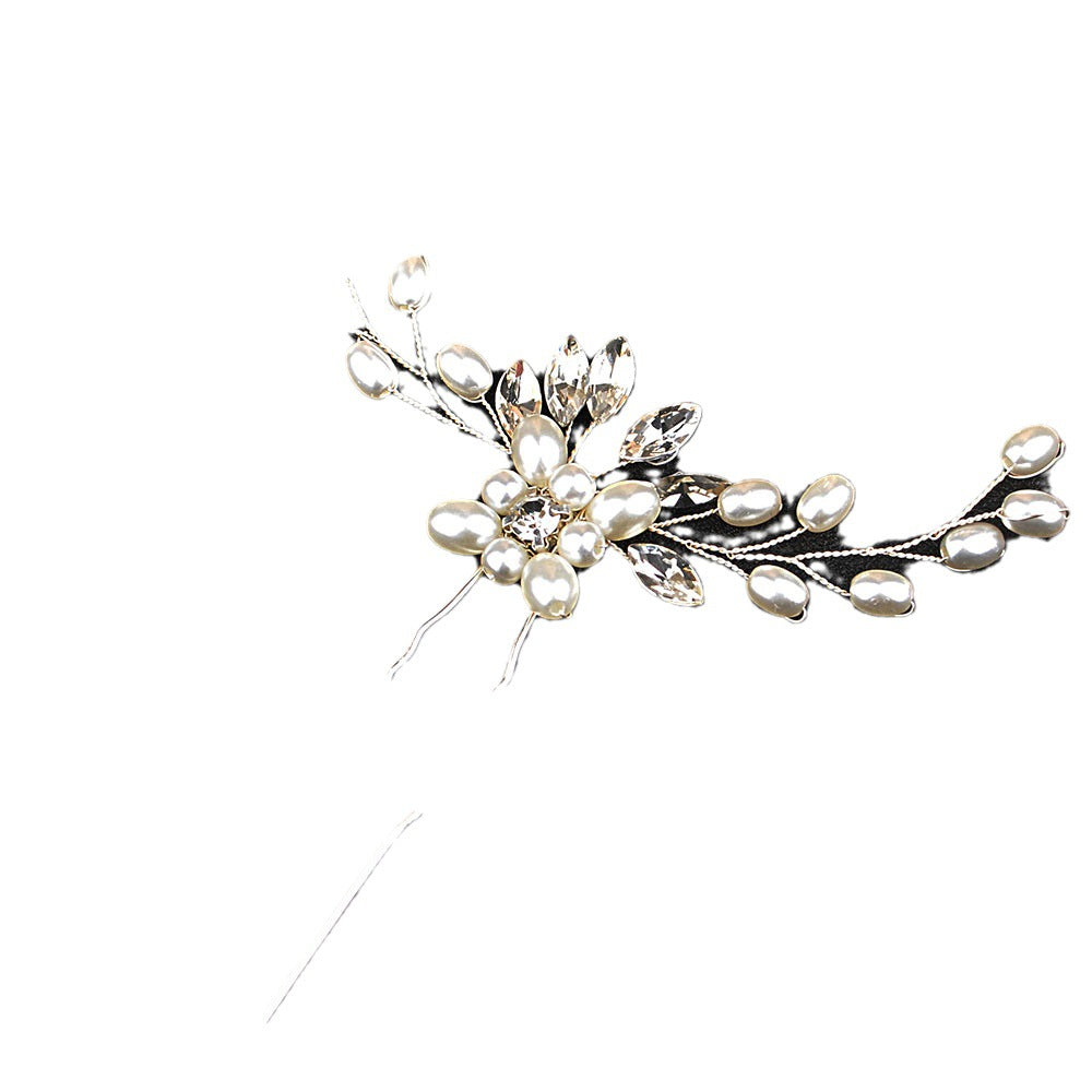 Handmade pearl and crystal hairpin