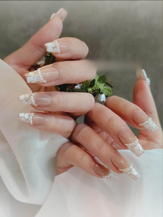 Handmade Pearl French Wearable Nails