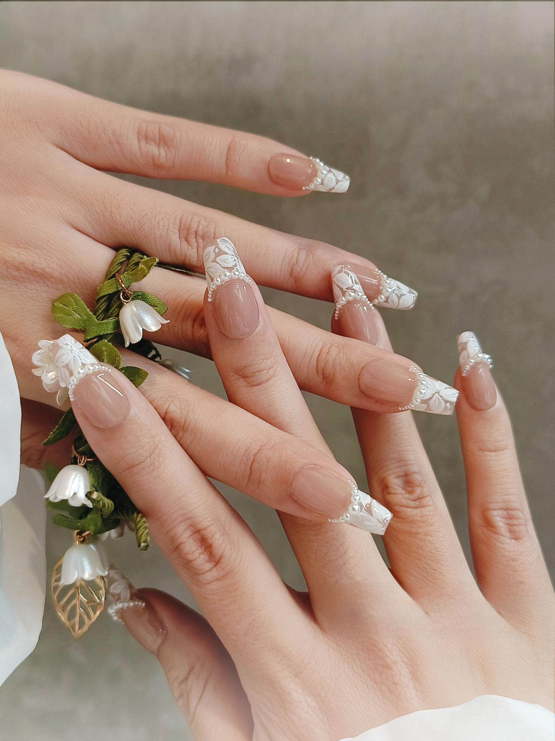Handmade Pearl French Wearable Nails