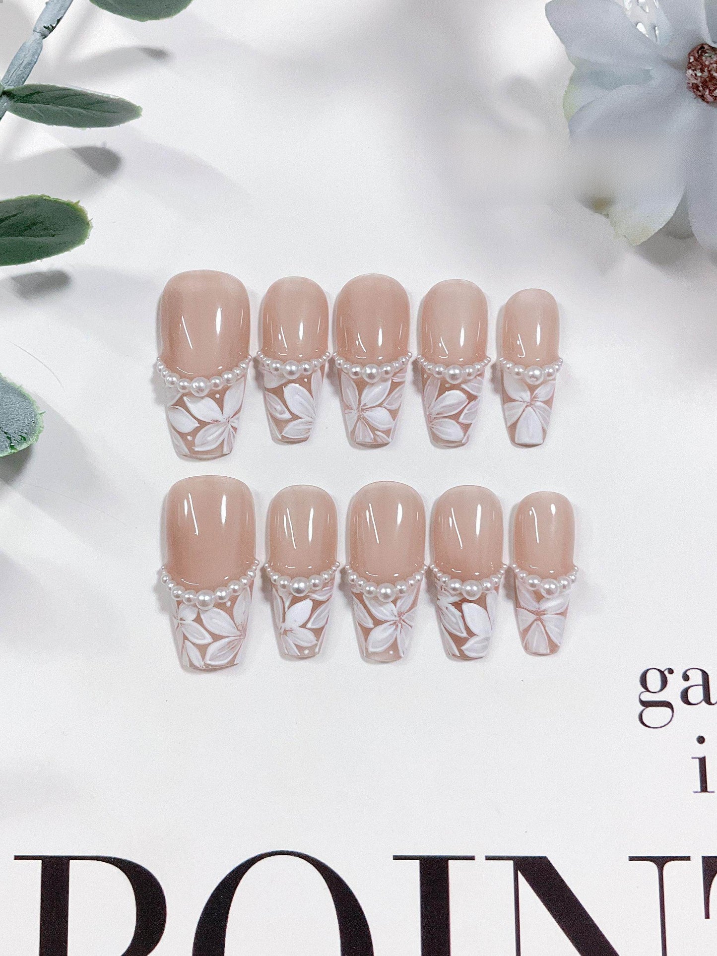 Handmade Pearl French Wearable Nails