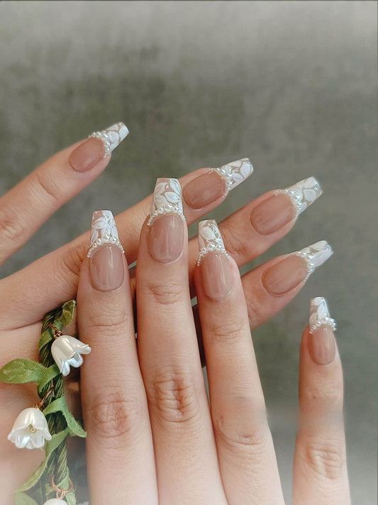 Handmade Pearl French Wearable Nails