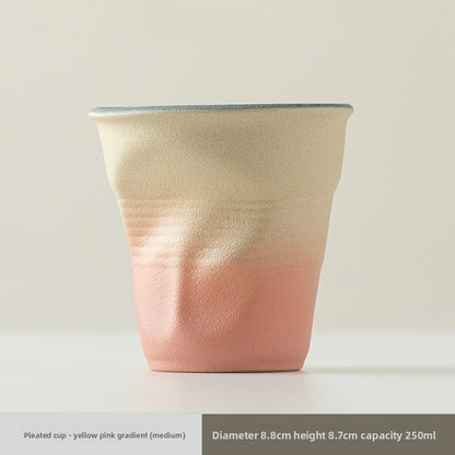 Handmade pleated ceramic water cup