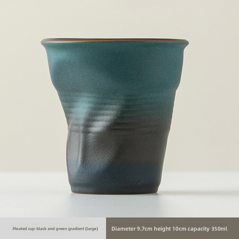 Handmade pleated ceramic water cup