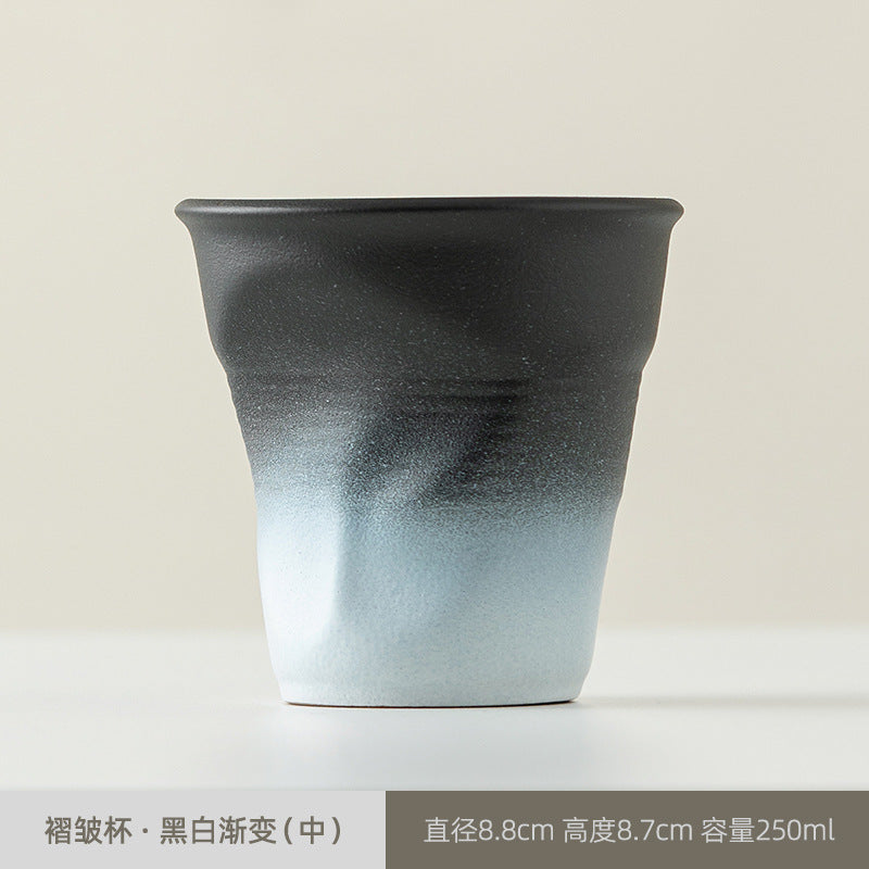 Handmade pleated ceramic water cup
