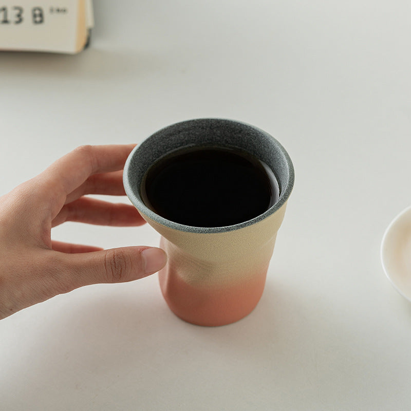Handmade pleated ceramic water cup