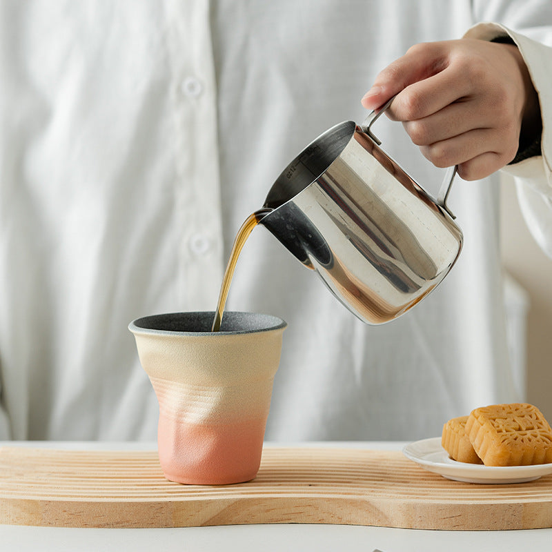 Handmade pleated ceramic water cup