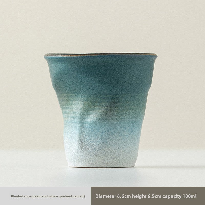 Handmade pleated ceramic water cup