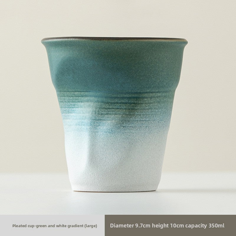 Handmade pleated ceramic water cup