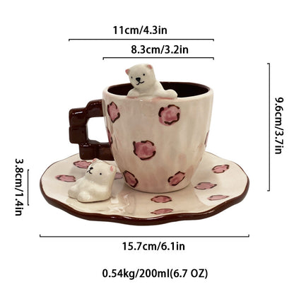 Handmade Polar Bear Ceramic Cup and Saucer Set