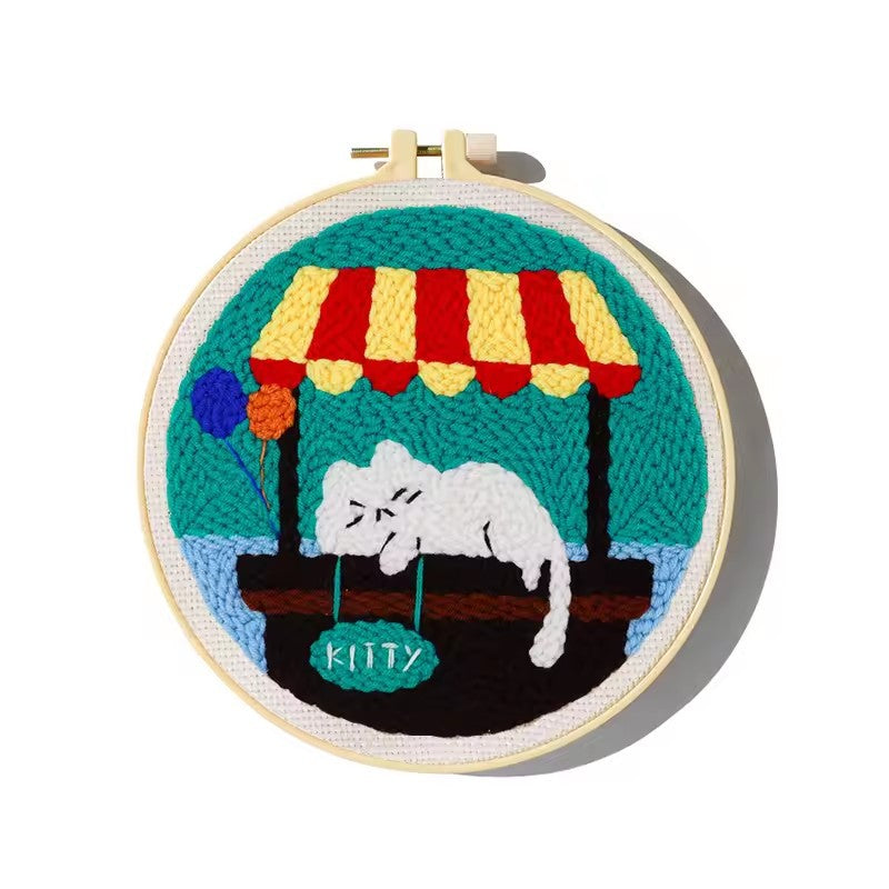 Handmade Punch Needle Embroidery Kit with Landscape Design