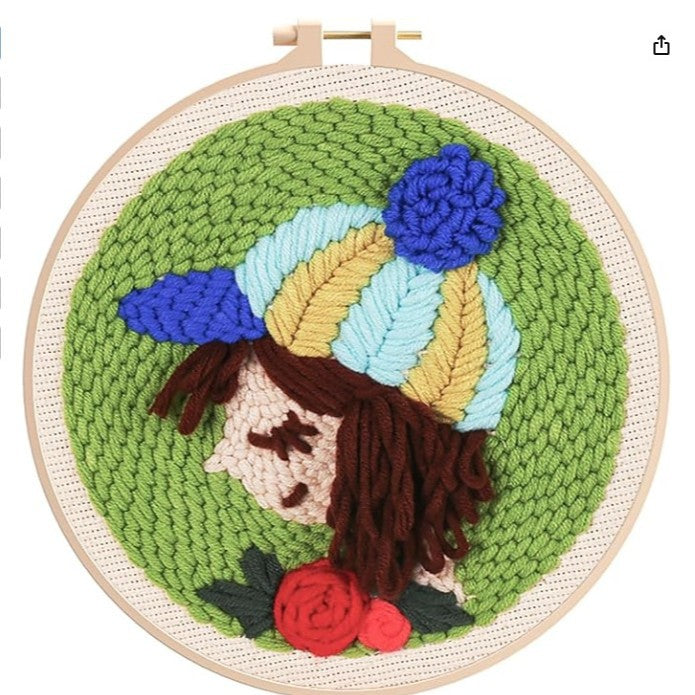 Handmade Punch Needle Embroidery Kit with Landscape Design