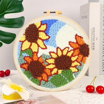 Handmade Punch Needle Embroidery Kit with Landscape Design
