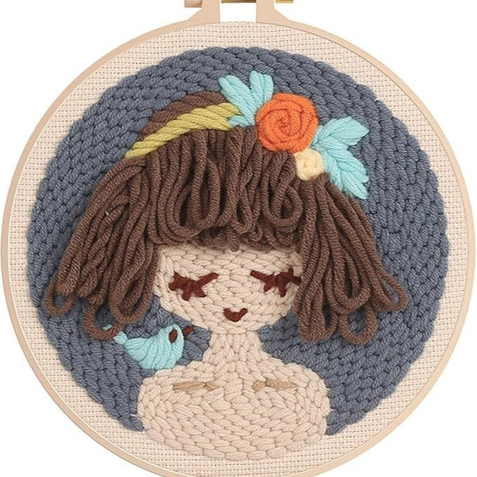 Handmade Punch Needle Embroidery Kit with Landscape Design