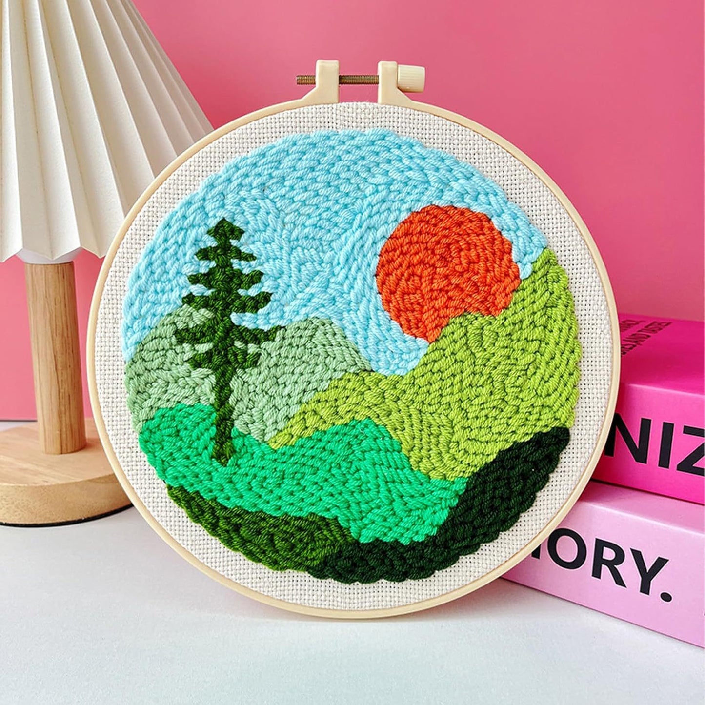Handmade Punch Needle Embroidery Kit with Landscape Design