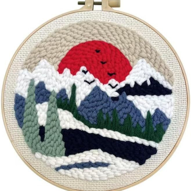 Handmade Punch Needle Embroidery Kit with Landscape Design