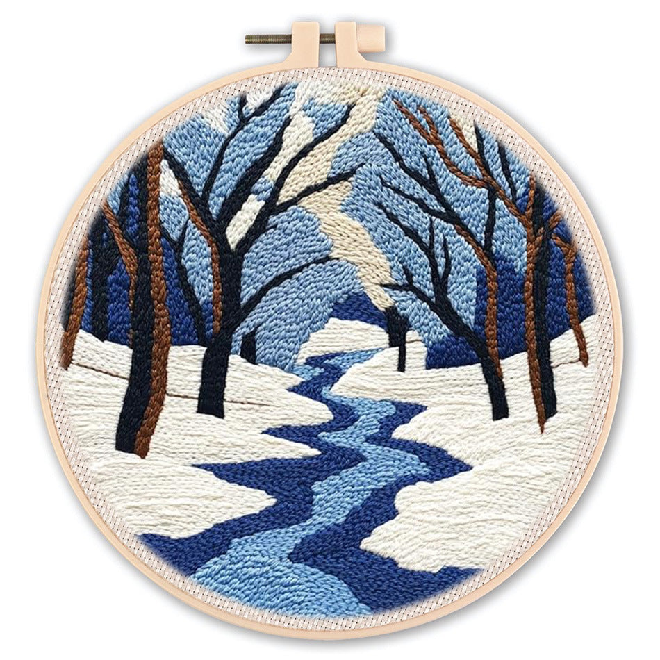 Handmade Punch Needle Embroidery Kit with Landscape Design