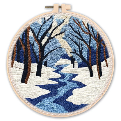 Handmade Punch Needle Embroidery Kit with Landscape Design