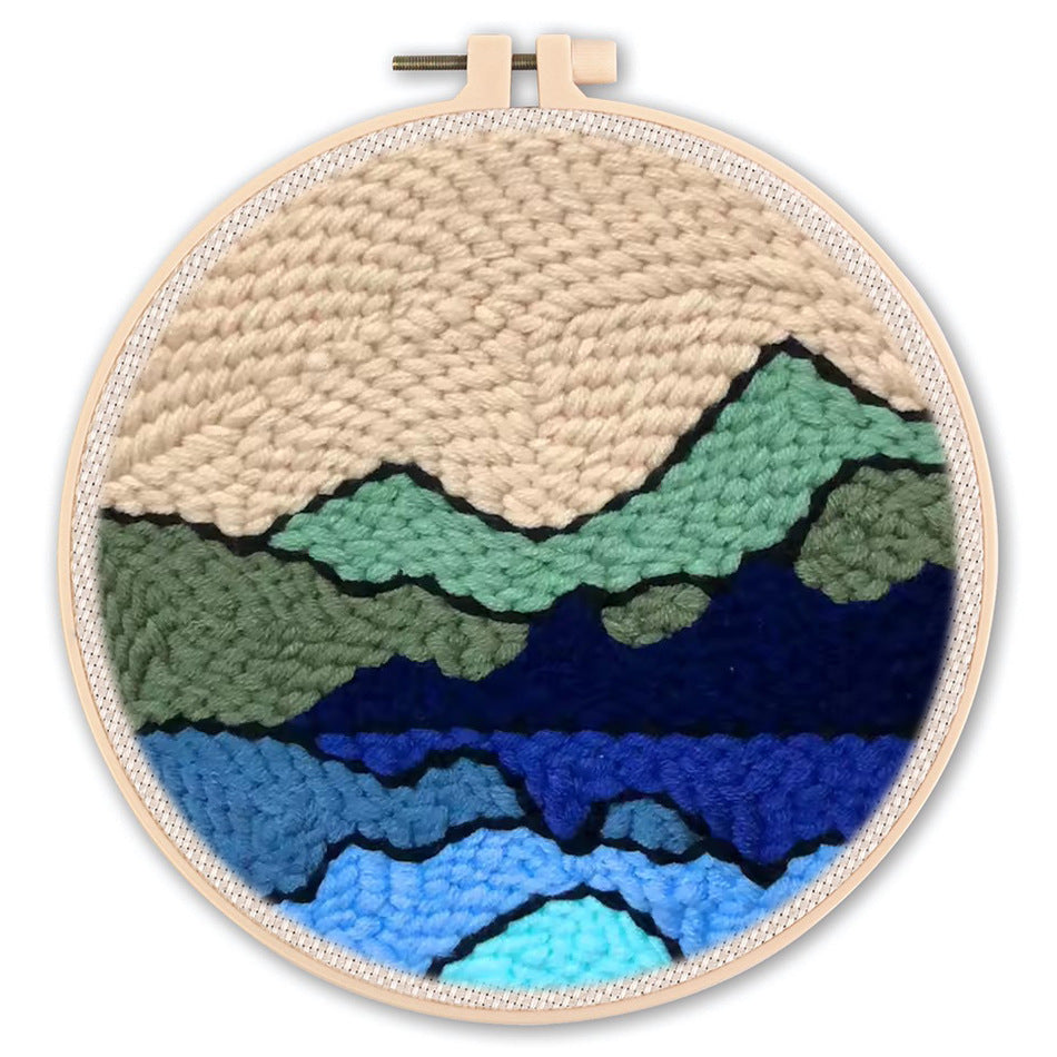 Handmade Punch Needle Embroidery Kit with Landscape Design