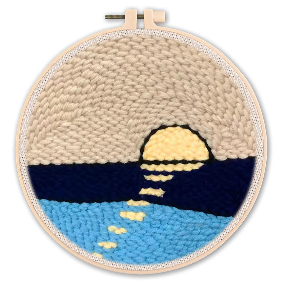 Handmade Punch Needle Embroidery Kit with Landscape Design