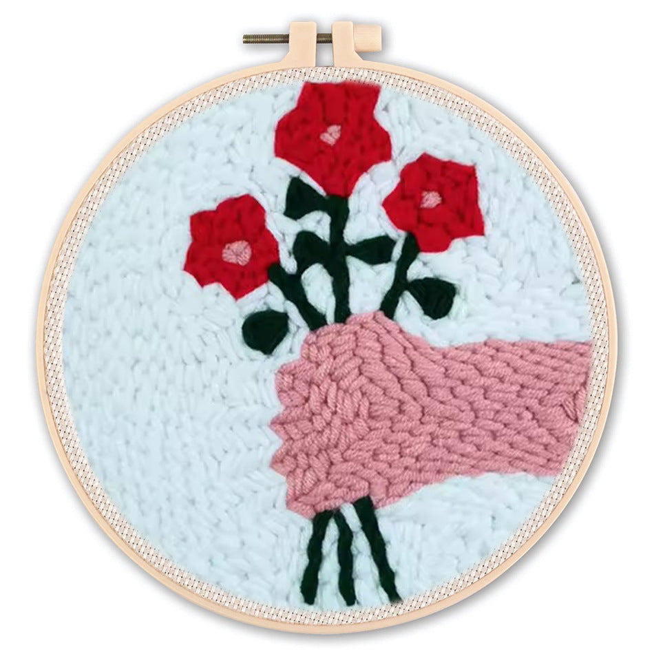 Handmade Punch Needle Embroidery Kit with Landscape Design