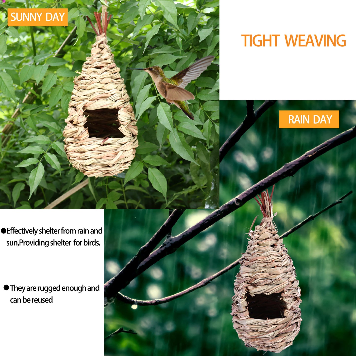 Handmade Reed Bird House Garden Decoration