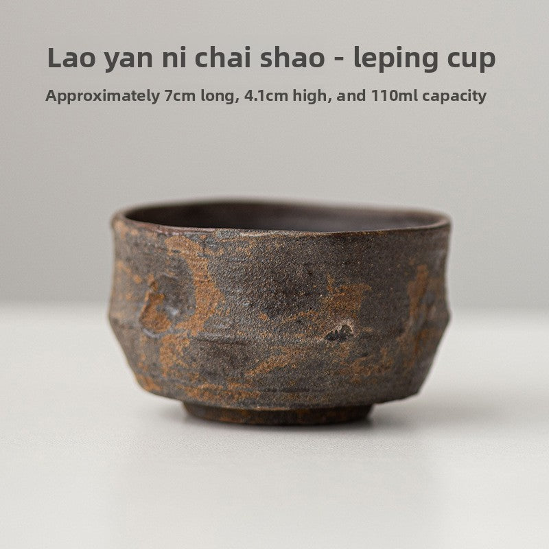 Handmade Rock Clay Tea Cup Japanese Wabi-Sabi Style
