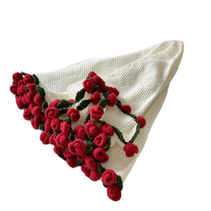 Handmade Rose Flower Crochet Blanket