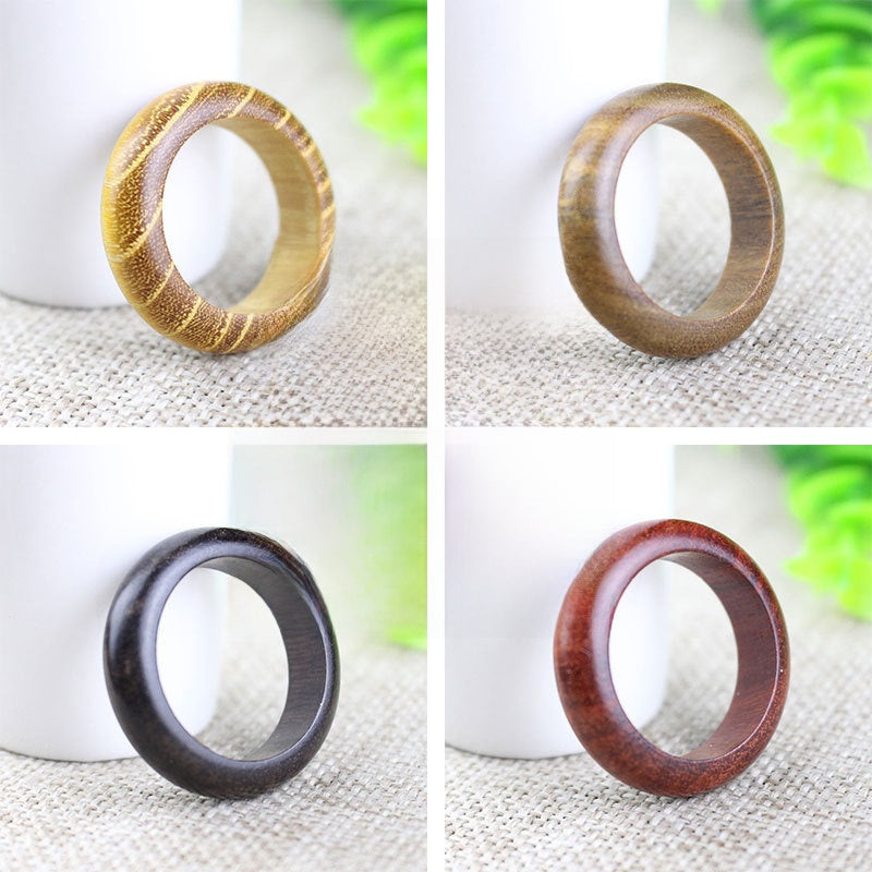 Handmade Sandalwood Bead Rings for Cultural Decoration