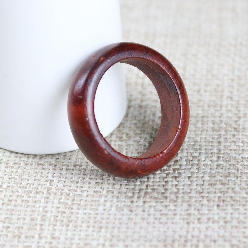 Handmade Sandalwood Bead Rings for Cultural Decoration