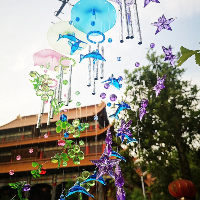 Handmade Straw Hat Wind Chime Home Decoration