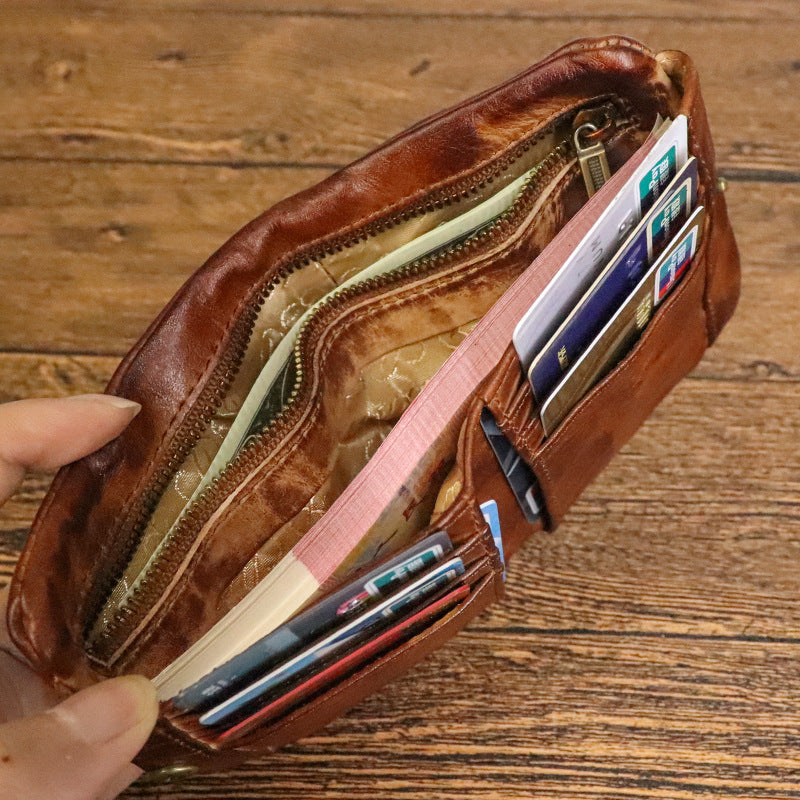 Handmade Vintage Leather Wallet with Multi Compartments