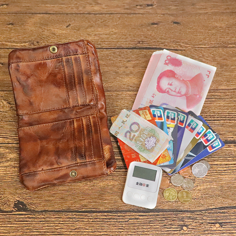 Handmade Vintage Leather Wallet with Multi Compartments