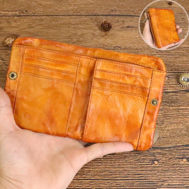 Handmade Vintage Leather Wallet with Multi Compartments