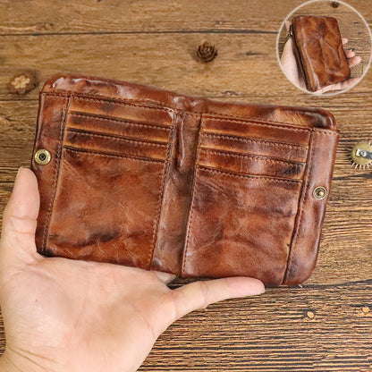 Handmade Vintage Leather Wallet with Multi Compartments