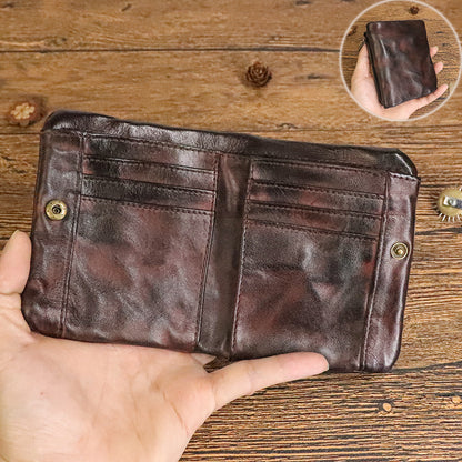 Handmade Vintage Leather Wallet with Multi Compartments