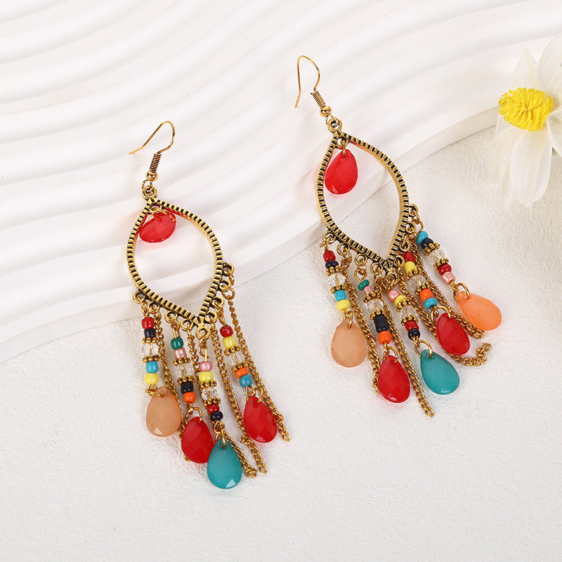 Handmade Water Drop Seed Bead Earrings