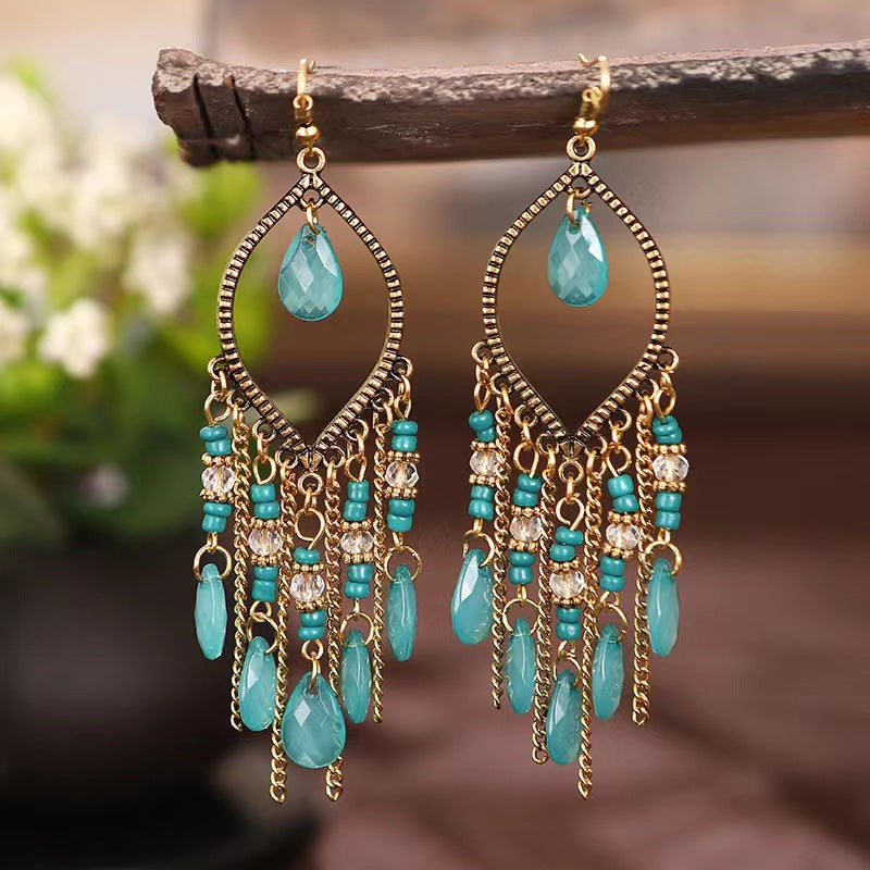 Handmade Water Drop Seed Bead Earrings