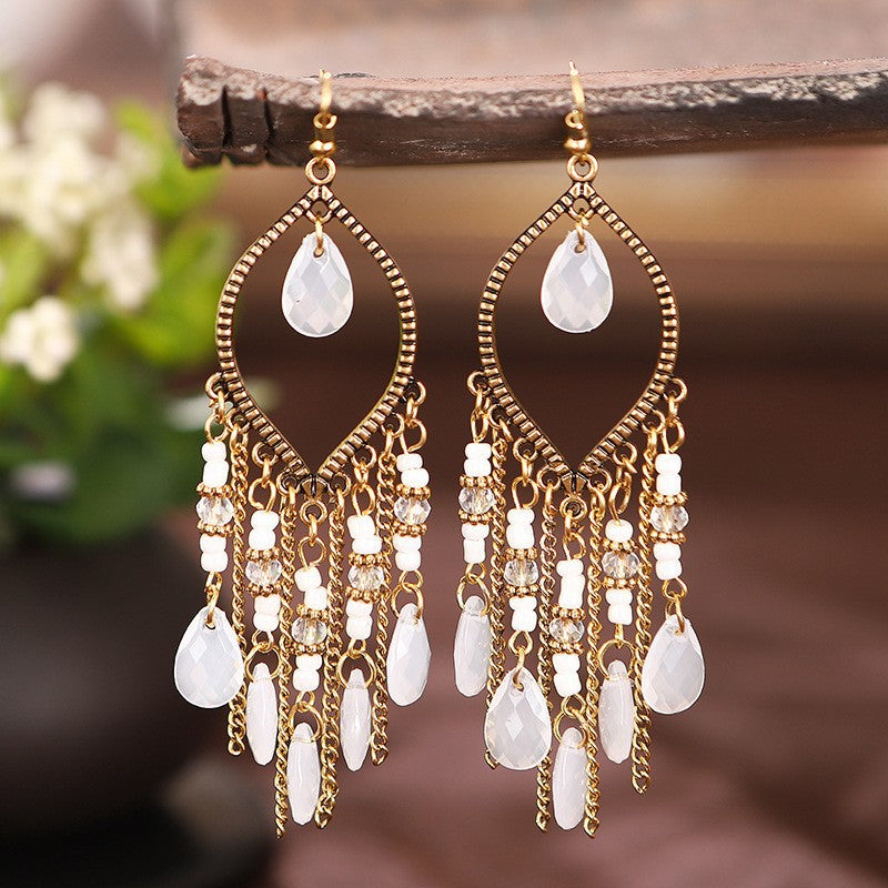 Handmade Water Drop Seed Bead Earrings