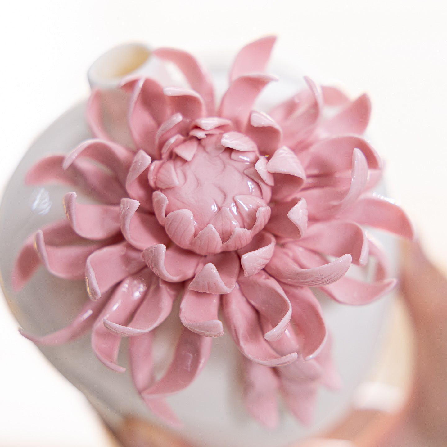 Handmade White Porcelain Chrysanthemum Vase