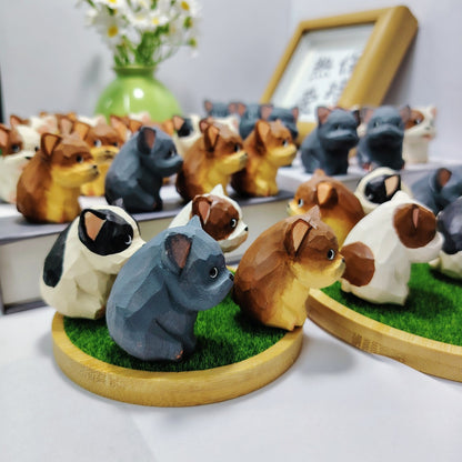 Handmade Wood Carving French Bulldog Desktop Decoration