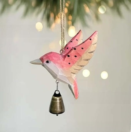 Handmade Wooden Hummingbird Hanging Ornament