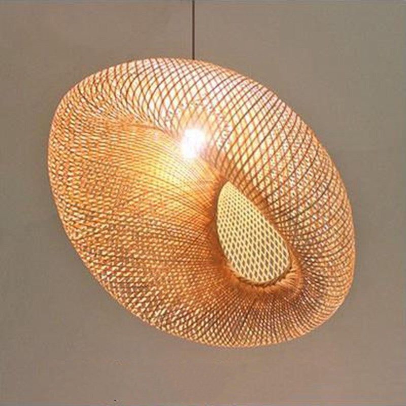 Handwoven Bamboo Lampshade Vintage Rattan Pendant Light
