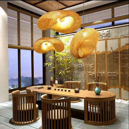 Handwoven Bamboo Lampshade Vintage Rattan Pendant Light