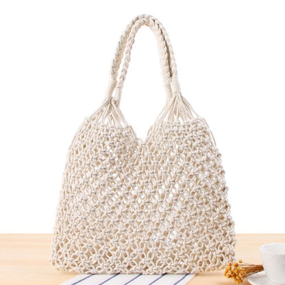 Handwoven Beach Hollow Drawstring Handbag