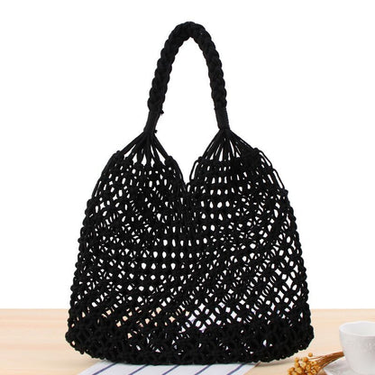 Handwoven Beach Hollow Drawstring Handbag