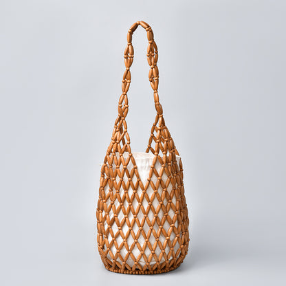 Handwoven Beaded Bucket Bag