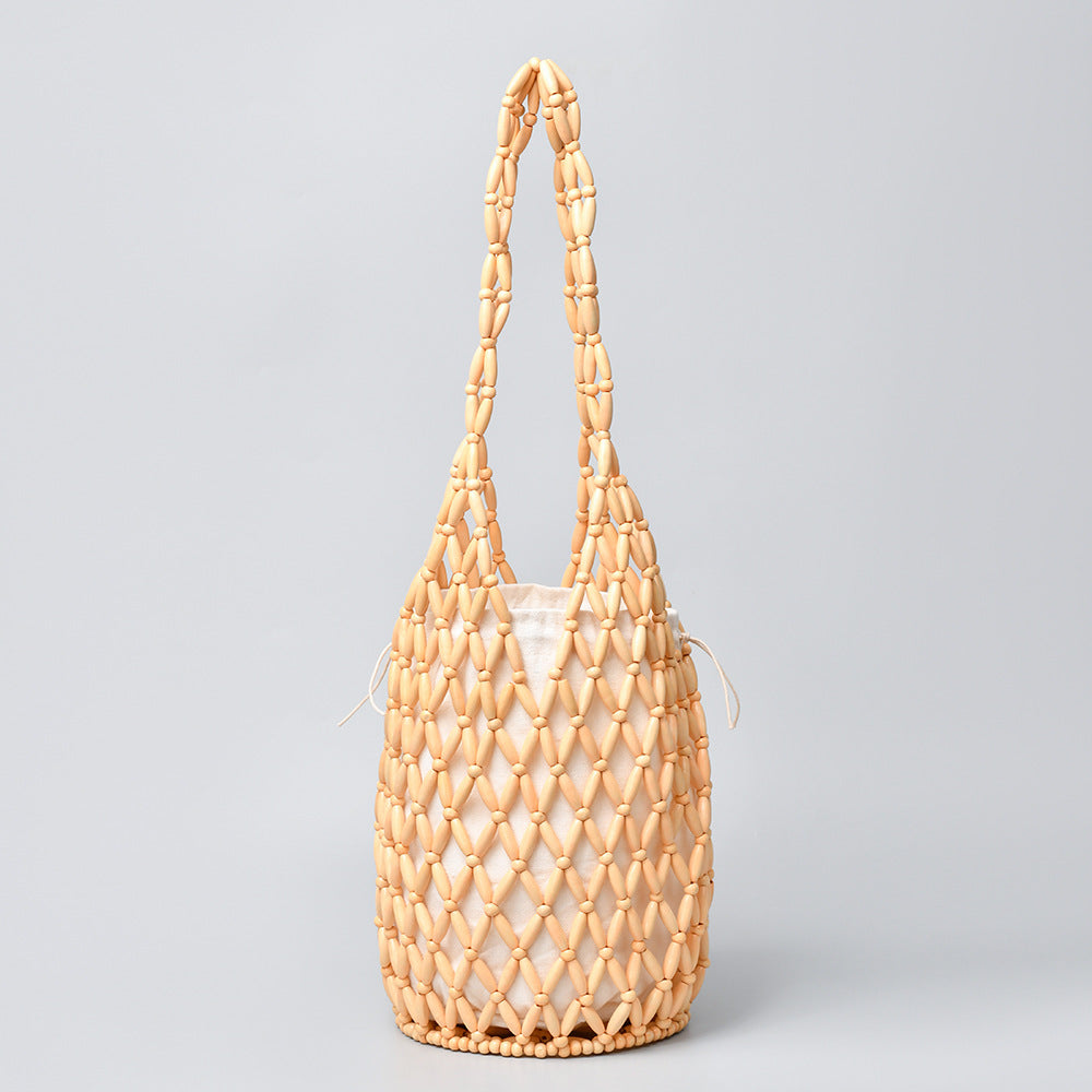 Handwoven Beaded Bucket Bag